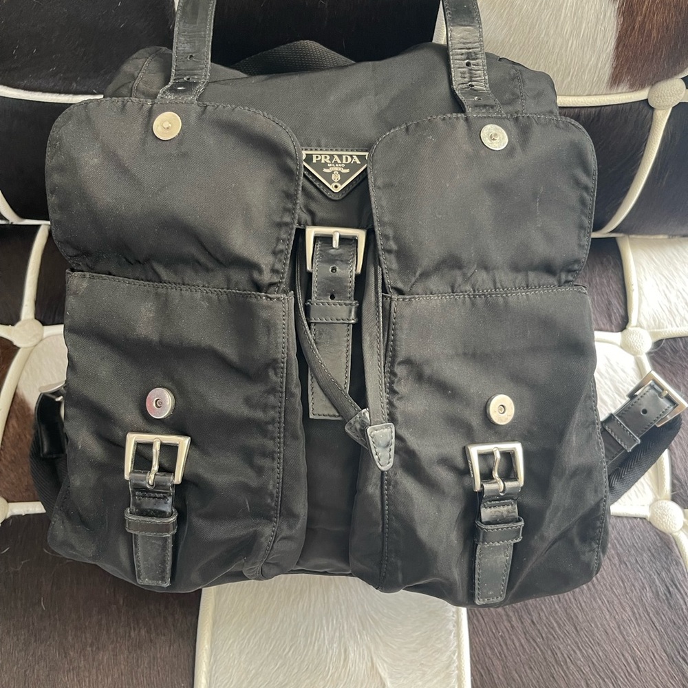 Authentic Prada  Nylon Leather  Backpack  Black - Picture 12 of 16